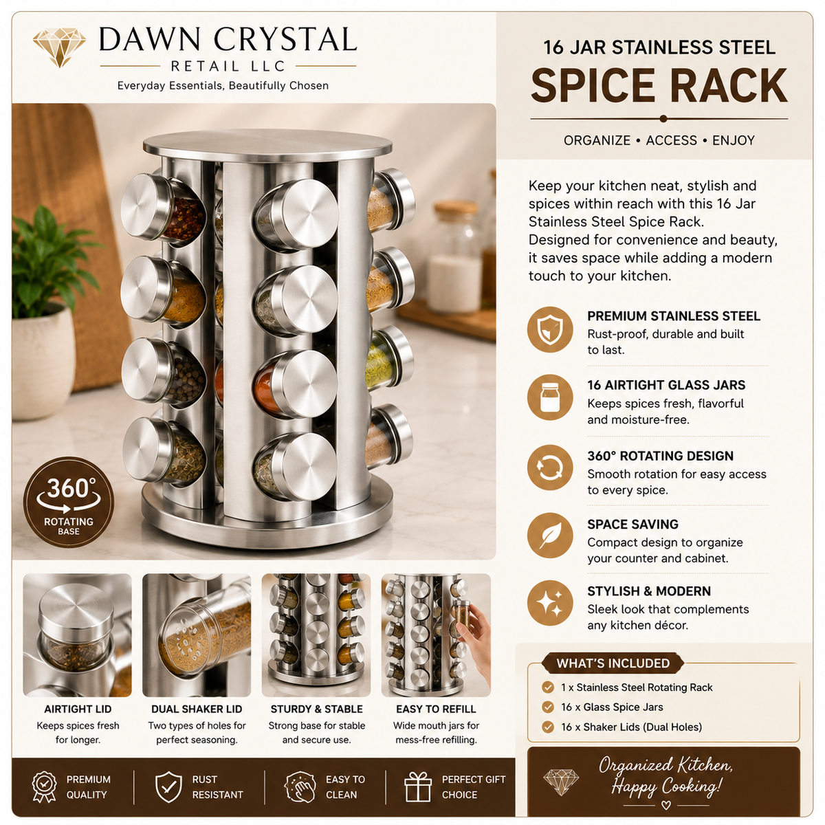 360° Rotating Spice Organizer