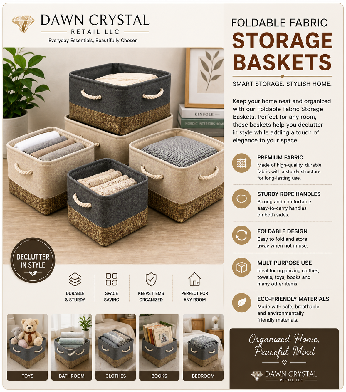 Foldable Fabric Storage Baskets