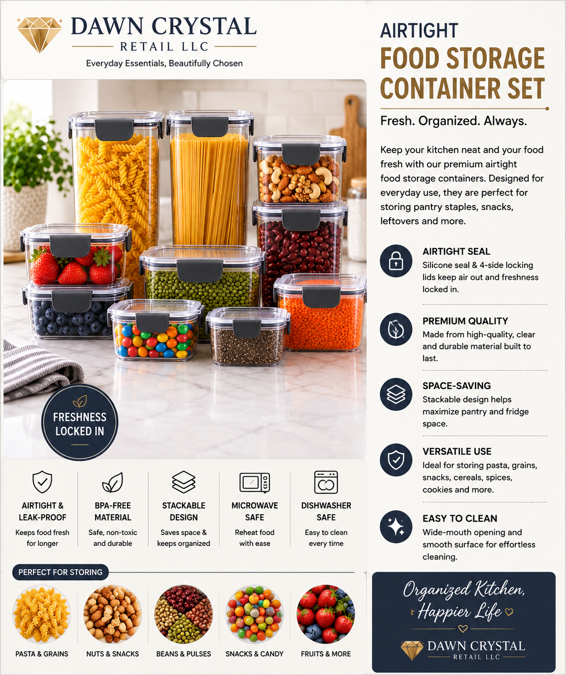 Stackable Pantry Storage Bins