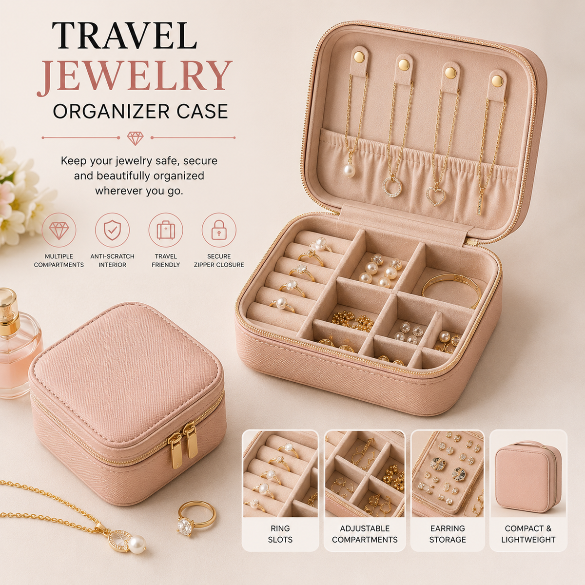 Travel Jewelry Organizer Case